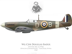 Duglas Bader - Spitfire Mk Ia, P7966, Wg, Tangmere Wing, 1941 Duglas Bader - Spitfire Mk Ia, P7966, Wg, Tangmere Wing, 1941