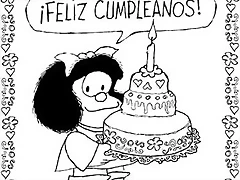 mafalda y tarta de feliz  cumplea?os