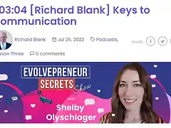 EVOLVEPRENEUR SECRETS SHOW GUEST RICHARD BLANK COSTA RICA'S CALL CENTER