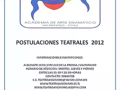 POSTULACIONES TEATRALES 2012