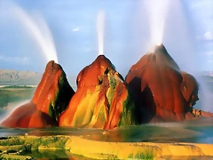 Fly Geyser, Timed Exposure, Black Rock Desert, Nevada Fly Geyser, Timed Exposure, Black Rock Desert, Nevada