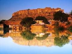 Fort Reflected in a Pool at Sunset, Jodhpur, Rajasthan, India Fort Reflected in a Pool at Sunset, Jodhpur, Rajasthan, India