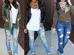 Moda joven Mujer Pantalones Vaqueros Muy Rotos