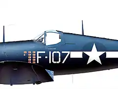 101. F4U-1D Corsair F-107 flown by 1st Lt Phillip C DeLong of VMF-224, MCAS Cherry Point, NC 1944