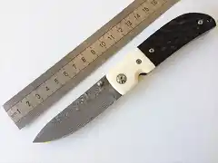 Unconventional-Handmade-Damascus-Folding-Exquisite-Knife-Black-Ox-Horn-White-Bone-Handle-DH005-Good-Choice-for