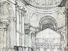 Rome, St.Peter's Basilica, anonymous drawing of the crossing with Bramante's tegurio, 16th century_1